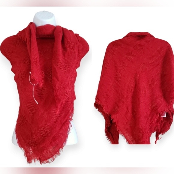 NWT Van Heusen red fringe scarf wrap Womens One Size - Picture 1 of 6